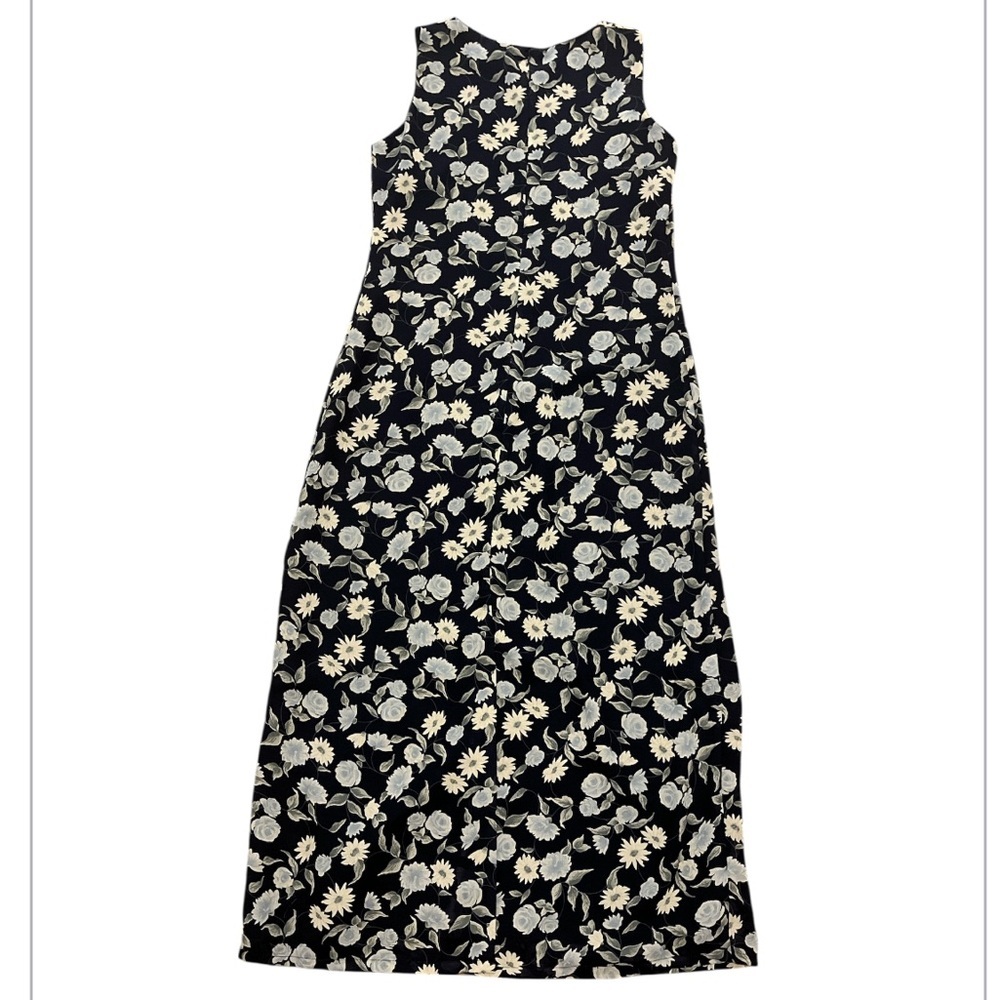 Old Navy Size 10 Navy Sleeveless Maxi Dress with White Floral Design